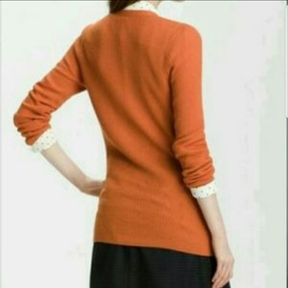Halogen Rust Amber V Neck Boyfriend Cardigan S - Picture 2 of 7